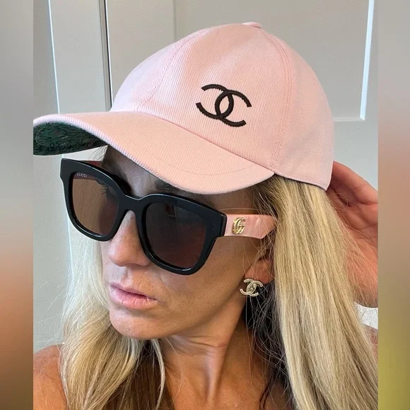 ❌SOLD❌ CHANEL 24A Light Pink & Black CC Logo baseball cap hat NEW with TAGS - Picture 7 of 12